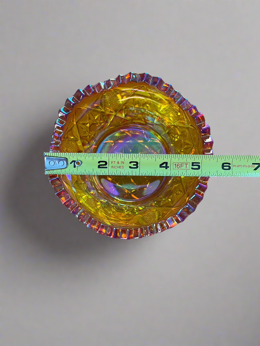 Amber Carnival Glass Finger Bowl 5.5" Diameter