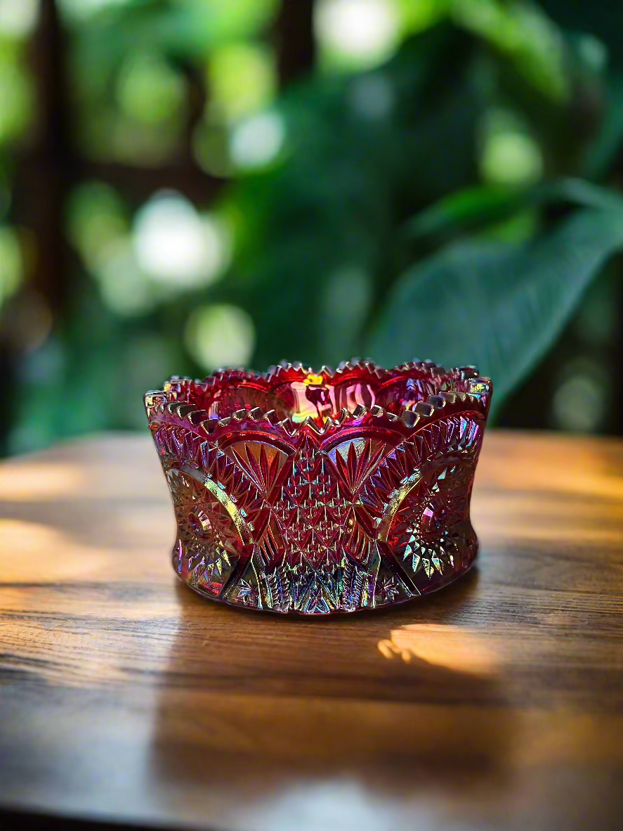 Red Carnival Glass Bowl Diamond Classic