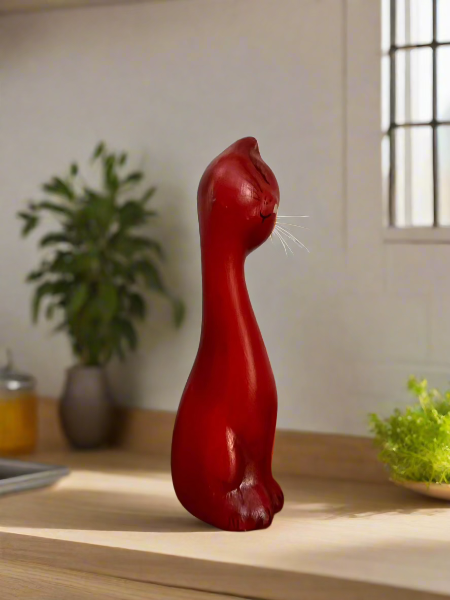 Tall Slender Sitting Cat 9" Figurine