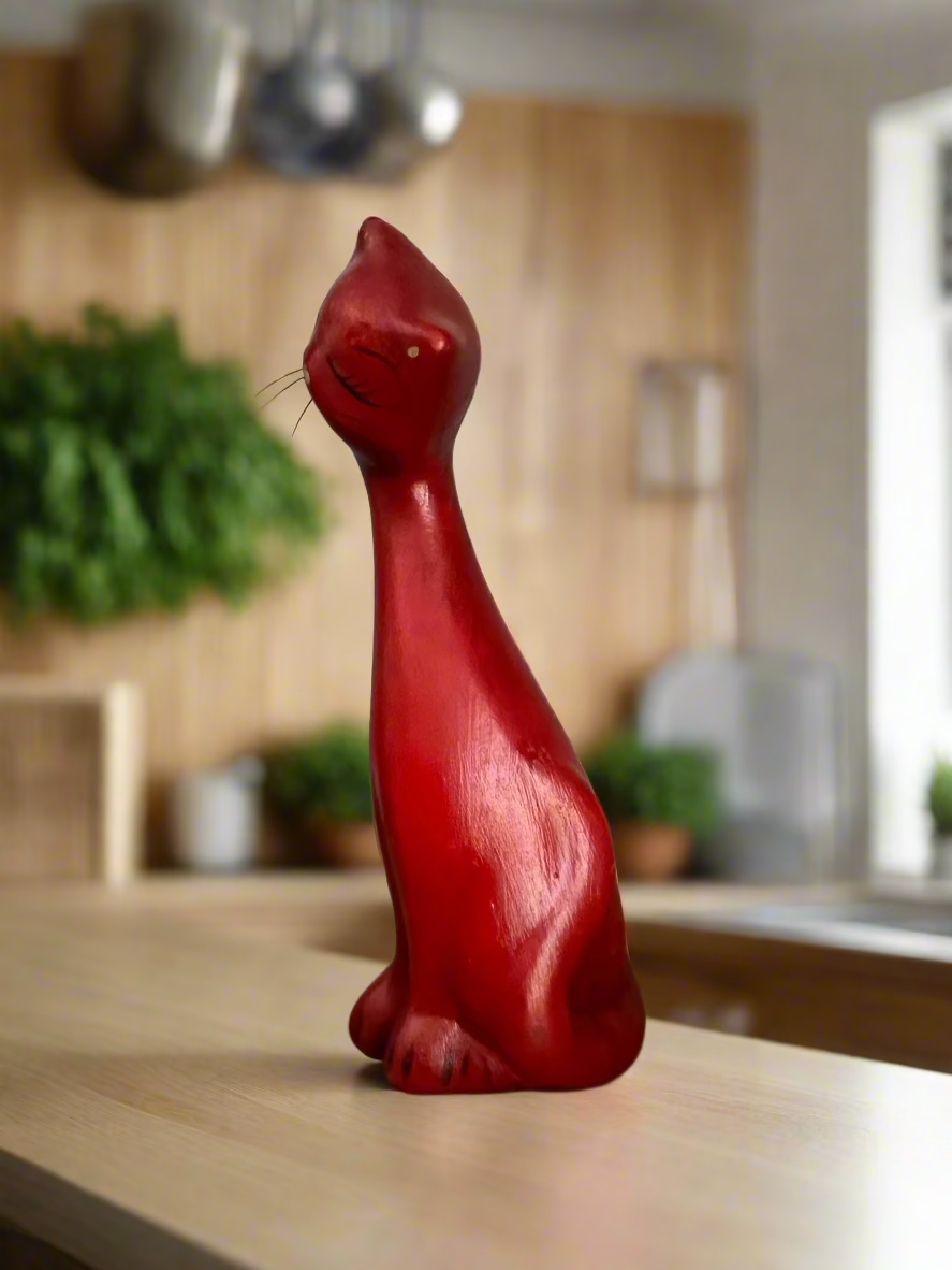 Tall Slender Sitting Cat 9" Figurine