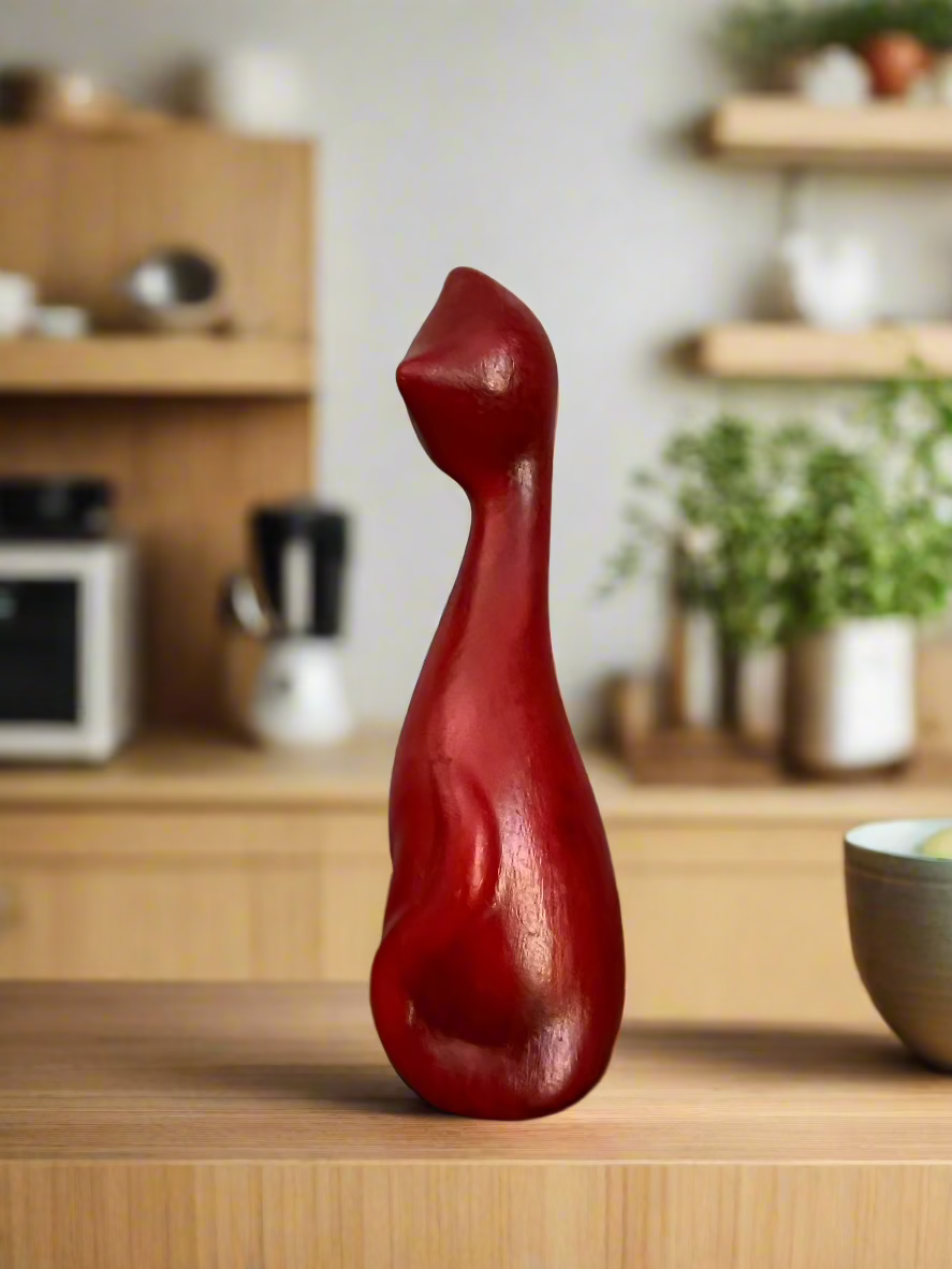 Tall Slender Sitting Cat 9" Figurine