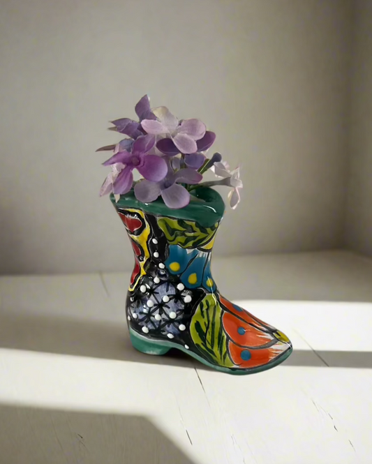 Talavera Boot Bud Vase
