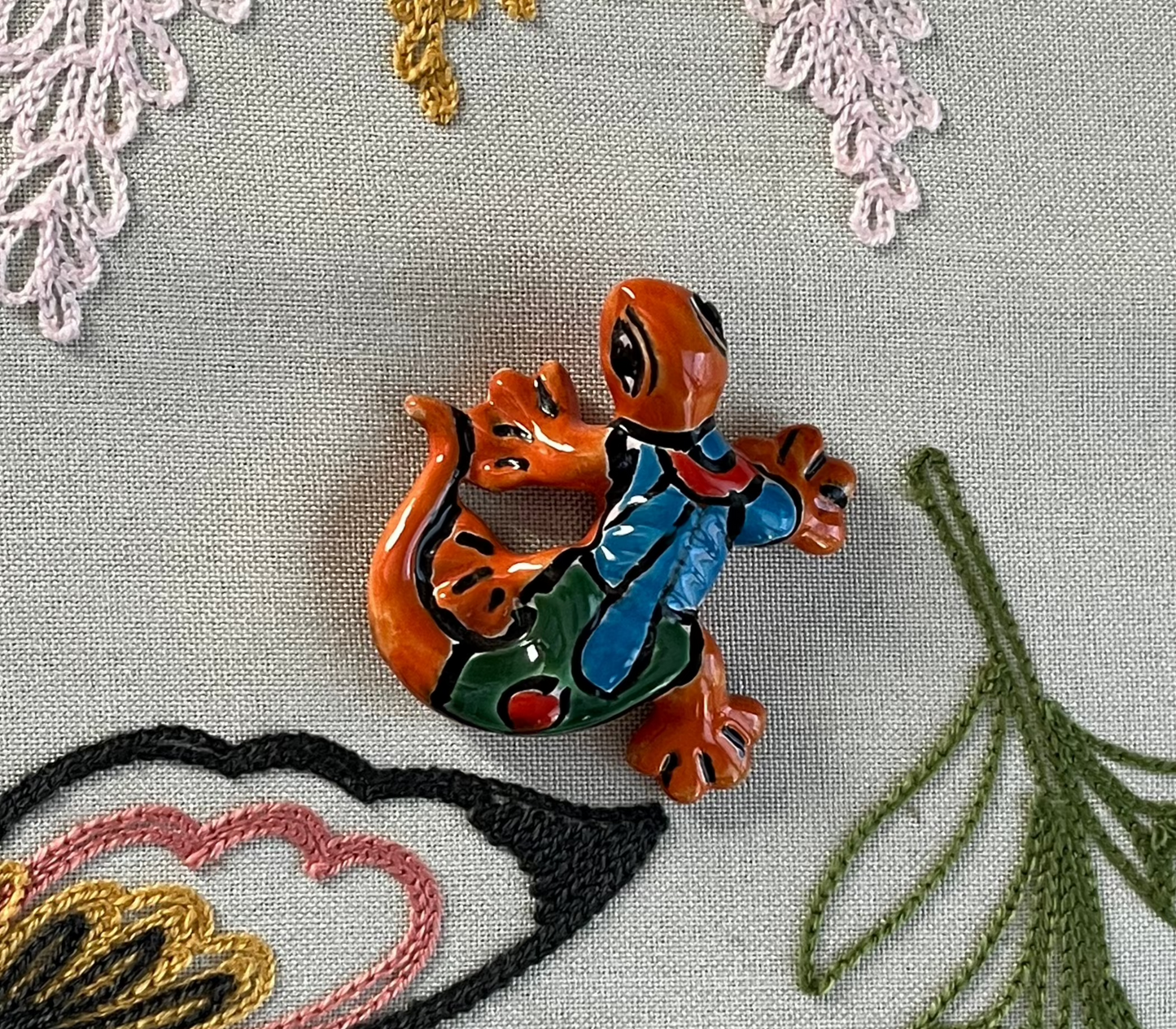 Mini Ceramic Talavera Salamander Lizard 2.5"