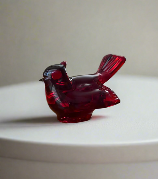 Ruby Red Glass Bird Figurine 3"