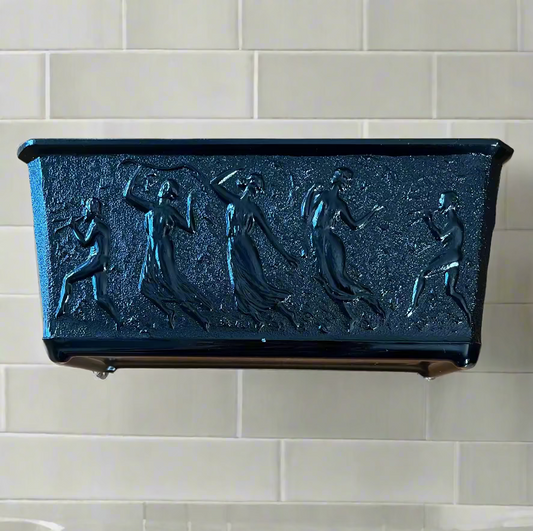 LE Smith Dancing Nymphs Black Amethyst Glass Planter