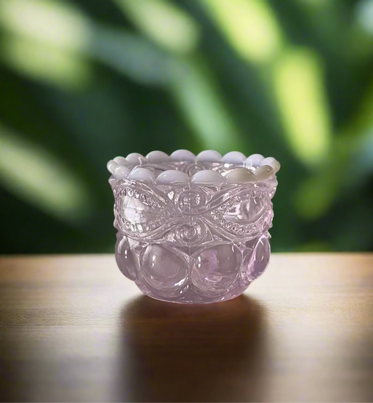 Pink Opal Glass Salt Cellar Eye Winker Pattern