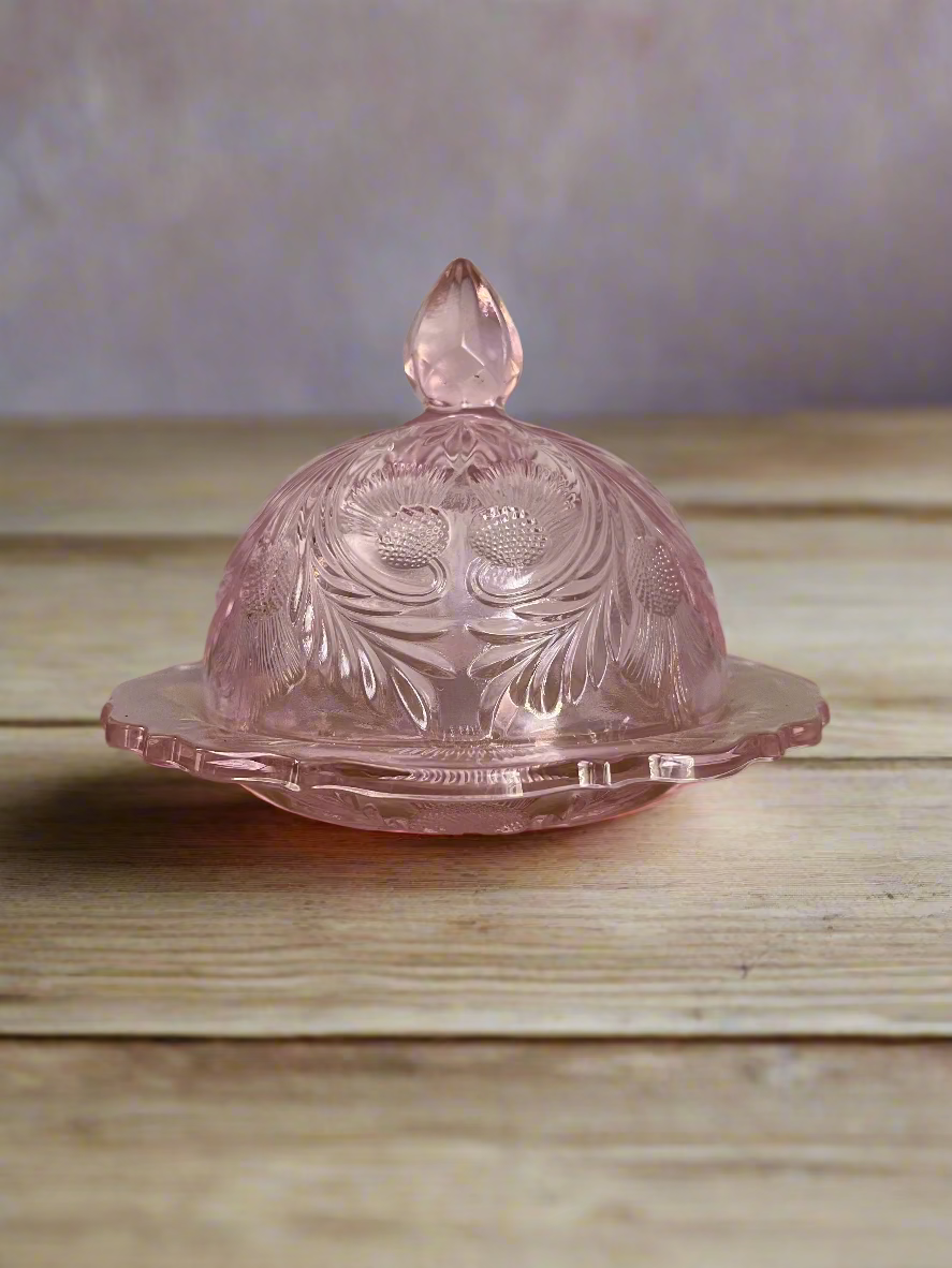Round Glass Butter Dish with Lid
