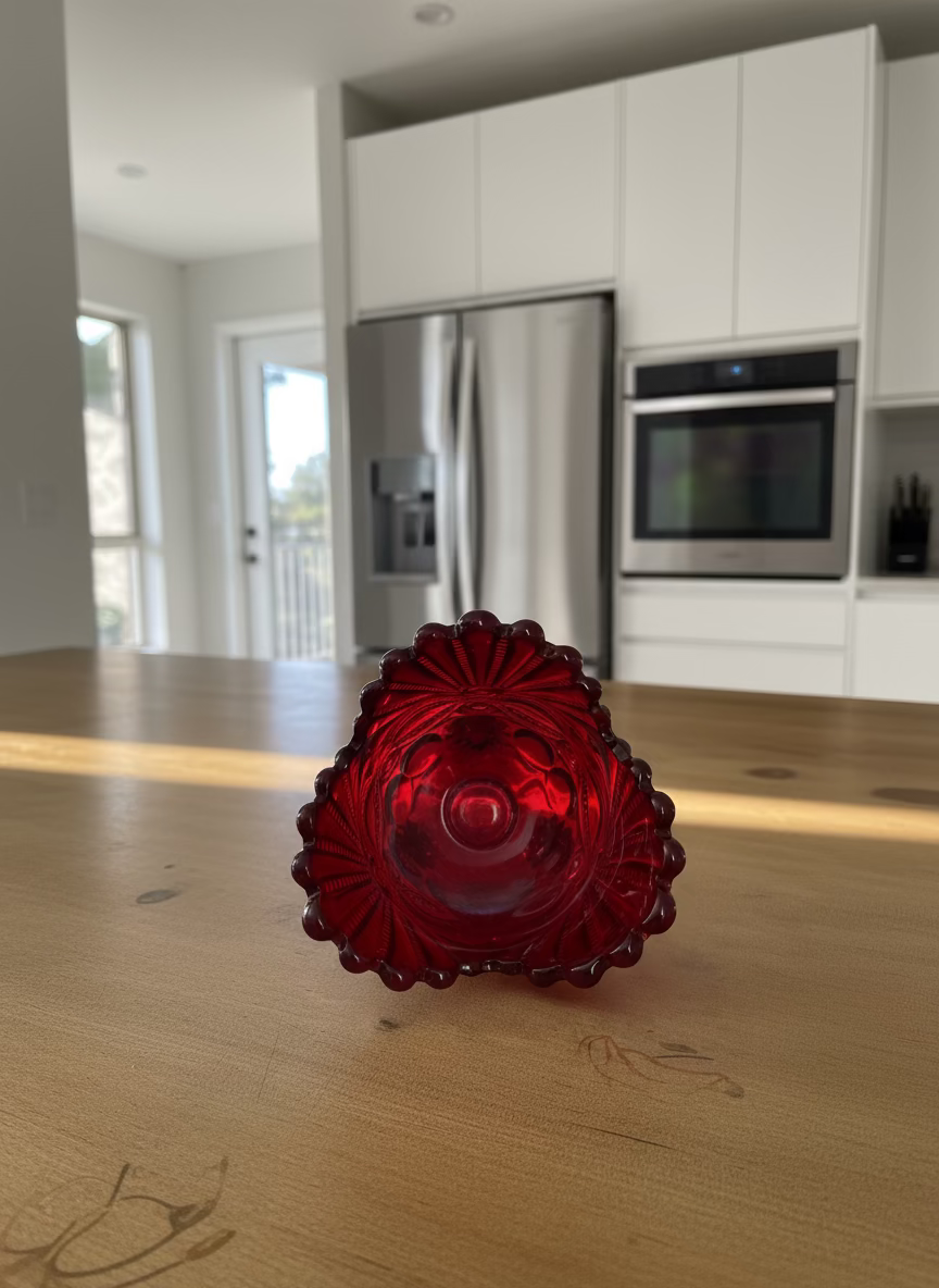 Green Opal Eye Winker Glass Spooner