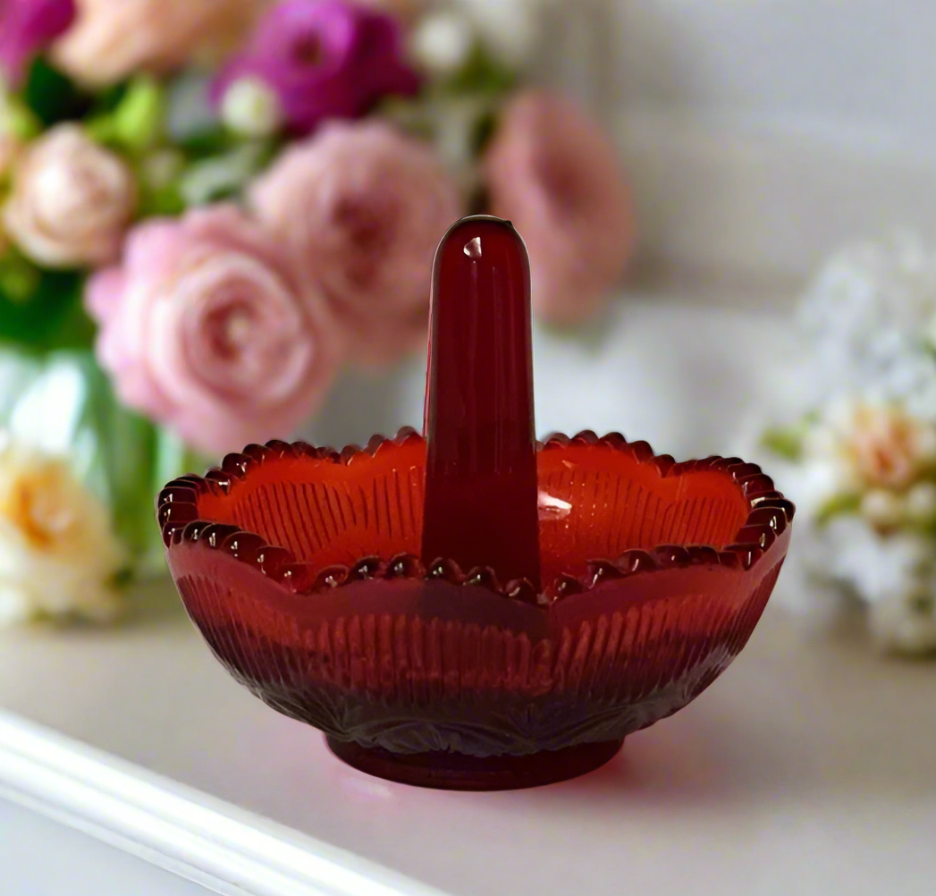 Ruby Red Glass Ring Holder
