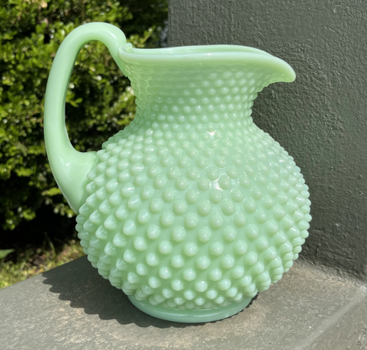 Jadeite Glass Pitcher Hobnail Gigi Pattern 70 oz