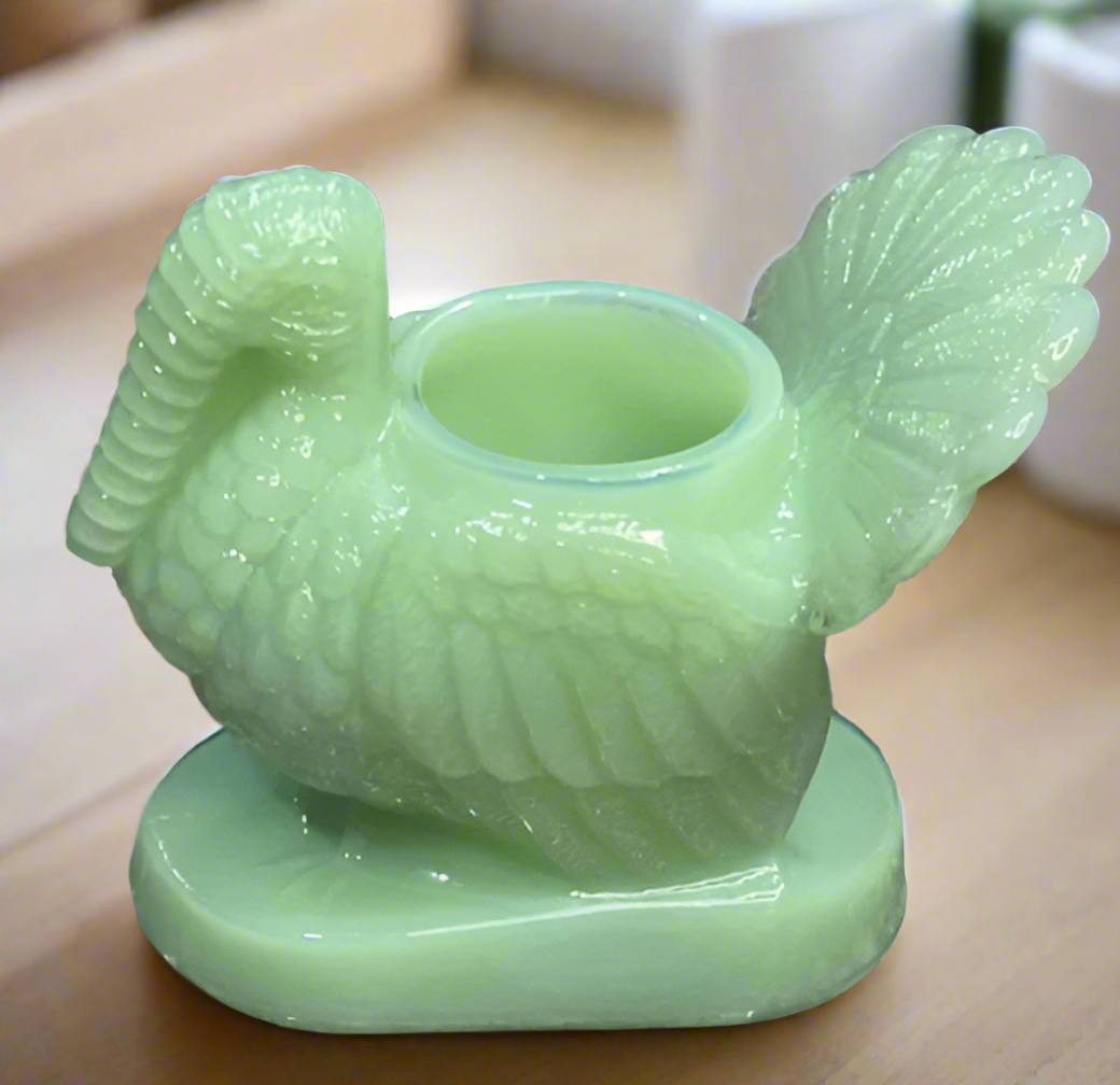 Jadeite Green Glass Turkey Toothpick Holder