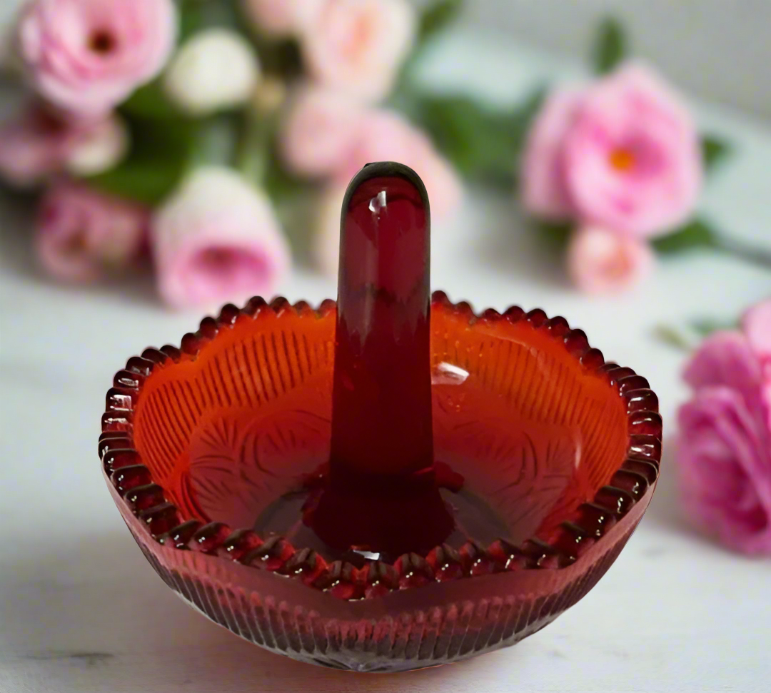 Ruby Red Glass Ring Holder