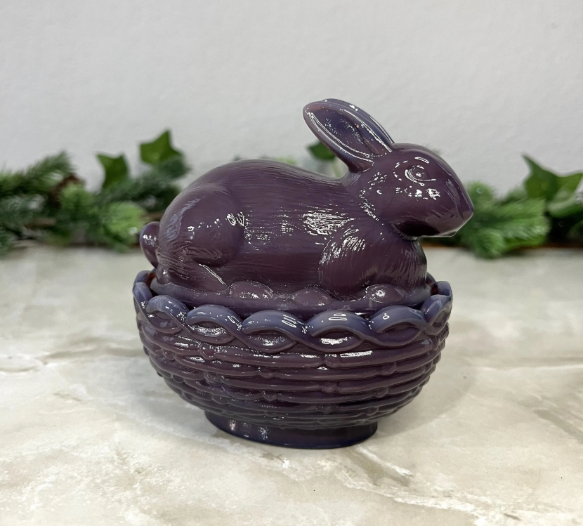 Eggplant Purple Bunny Rabbit On a Basket 2 Part Box 4