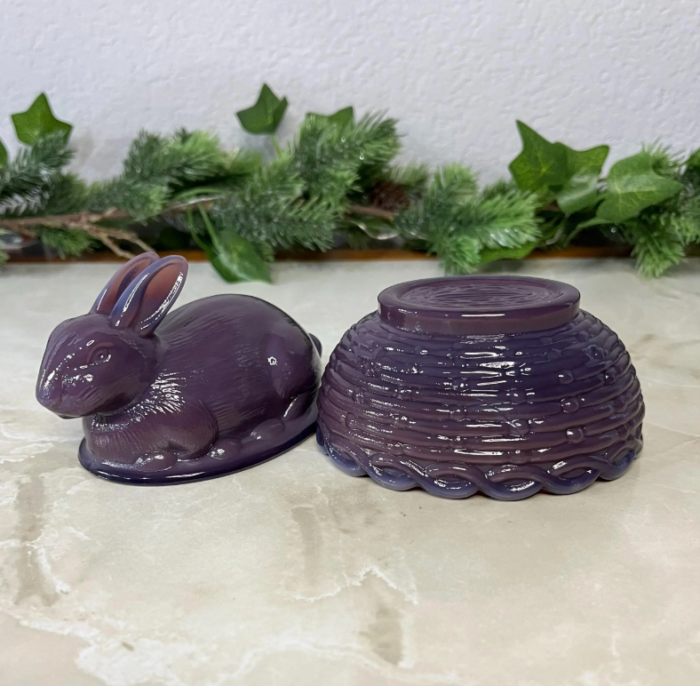 Eggplant Purple Bunny Rabbit On a Basket 2 Part Box 4
