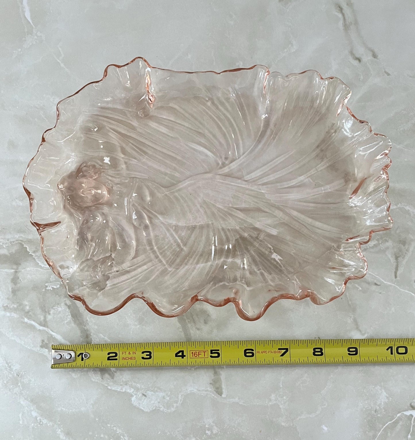 Banshee Ghost Pink Glass Serving Plate Embossed