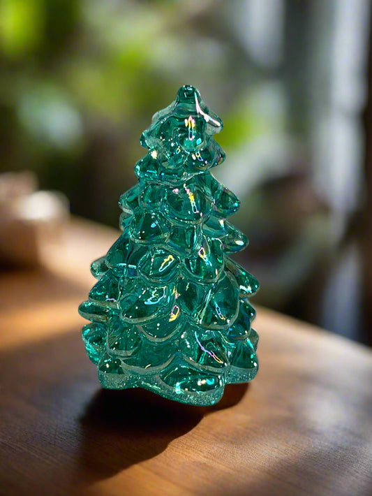 Stunning Mini Teal Glass Christmas Tree 2.75"