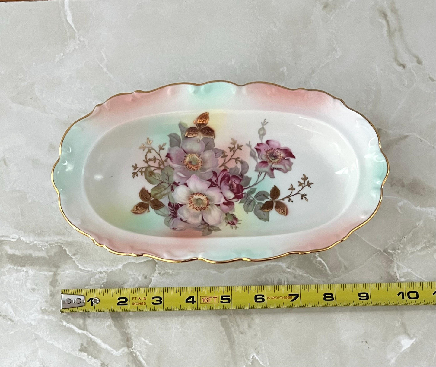 Vintage Relish Serving Dish Floral Gold Design Schumann Arzberg Bavaria Germany