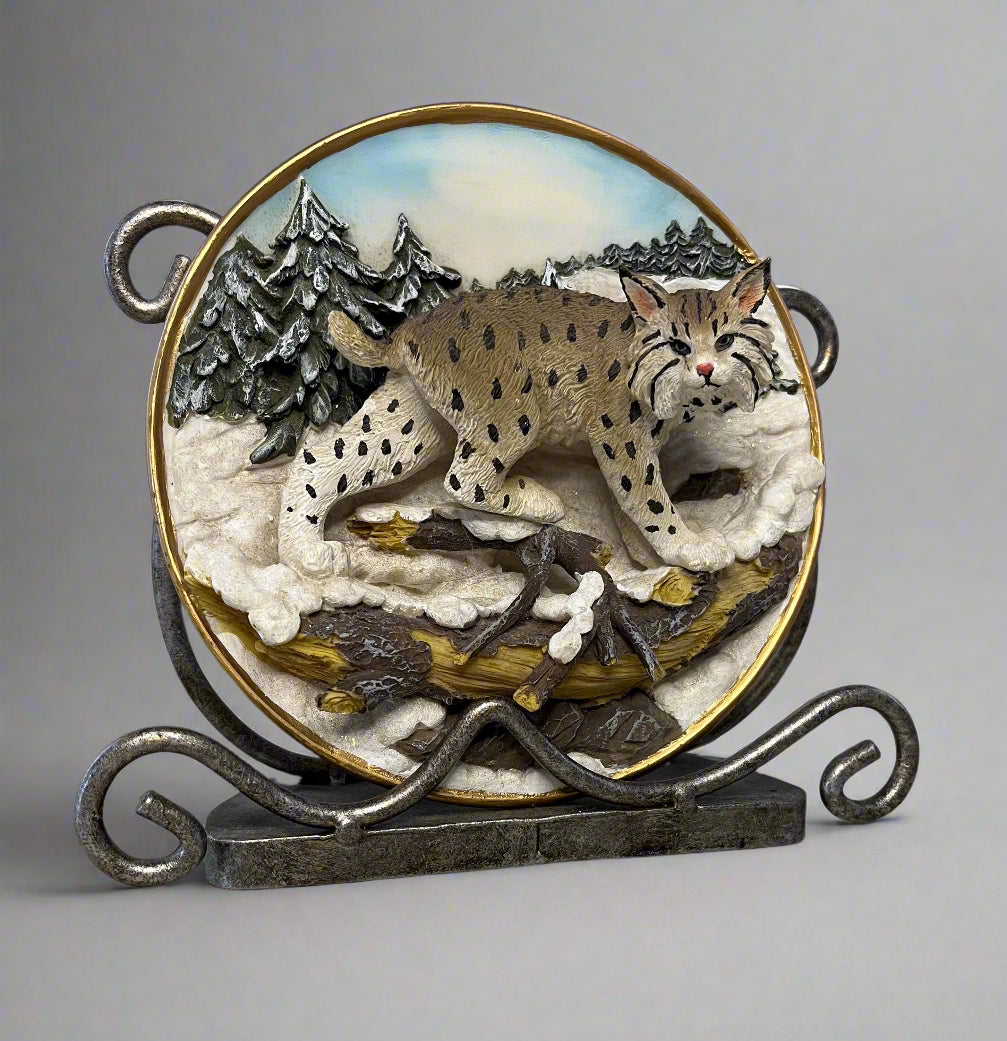 Lynx In Snow 3D Plate Cadona 1999 Endangered Species