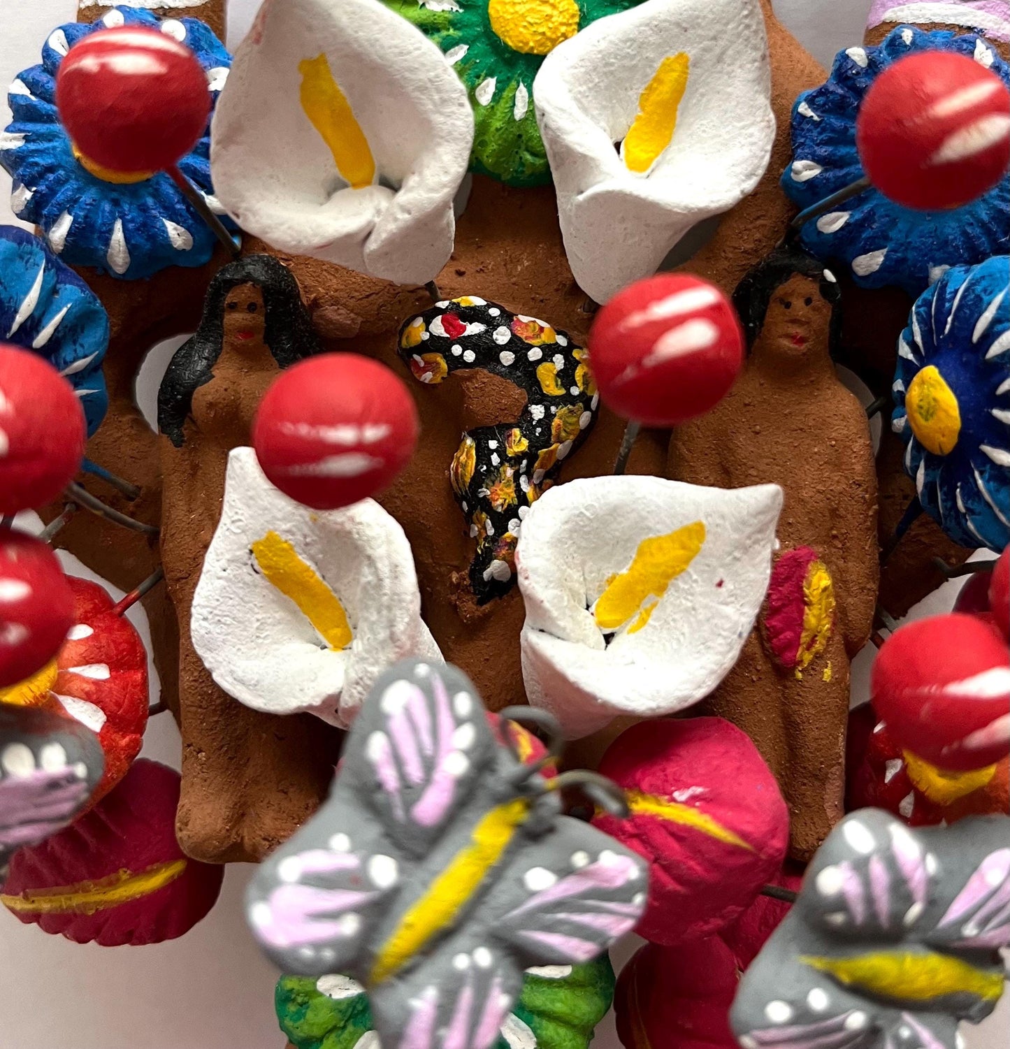 Hand Made Clay Folk Art Tree of Life Adam and Eve