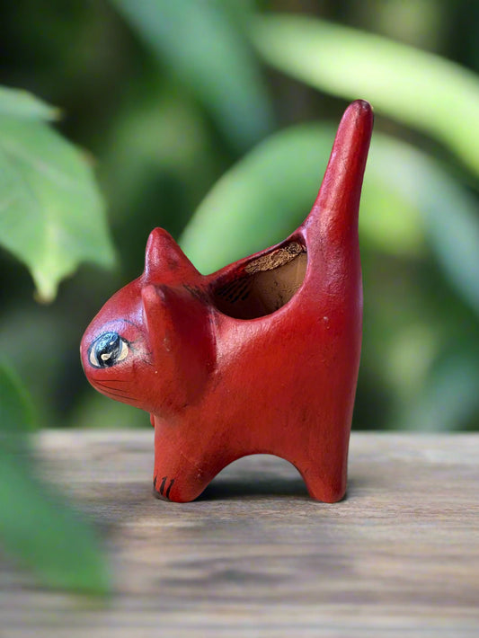 Handmade Clay Kitten Cat Flower Pot