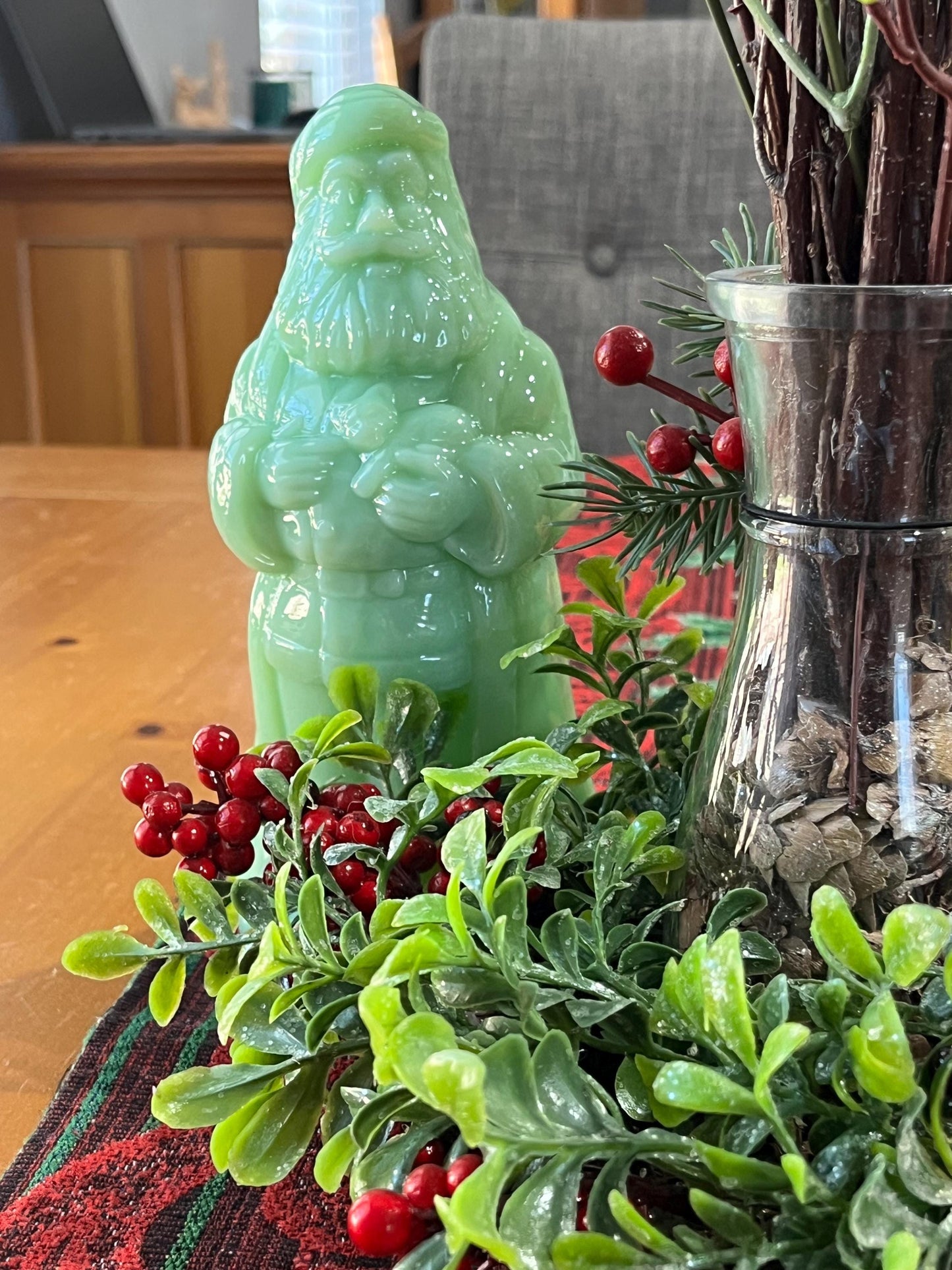 Jadite Glass Standing Santa