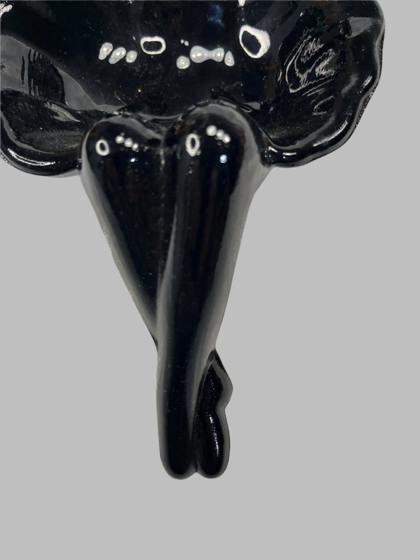Black Glass Art Nouveau Style Bathing Beauty Soap Trinket Dish