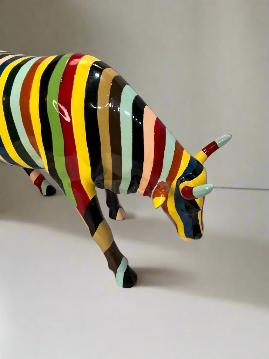 Large Cow Parade Artistic Striped Cow Cary Smith