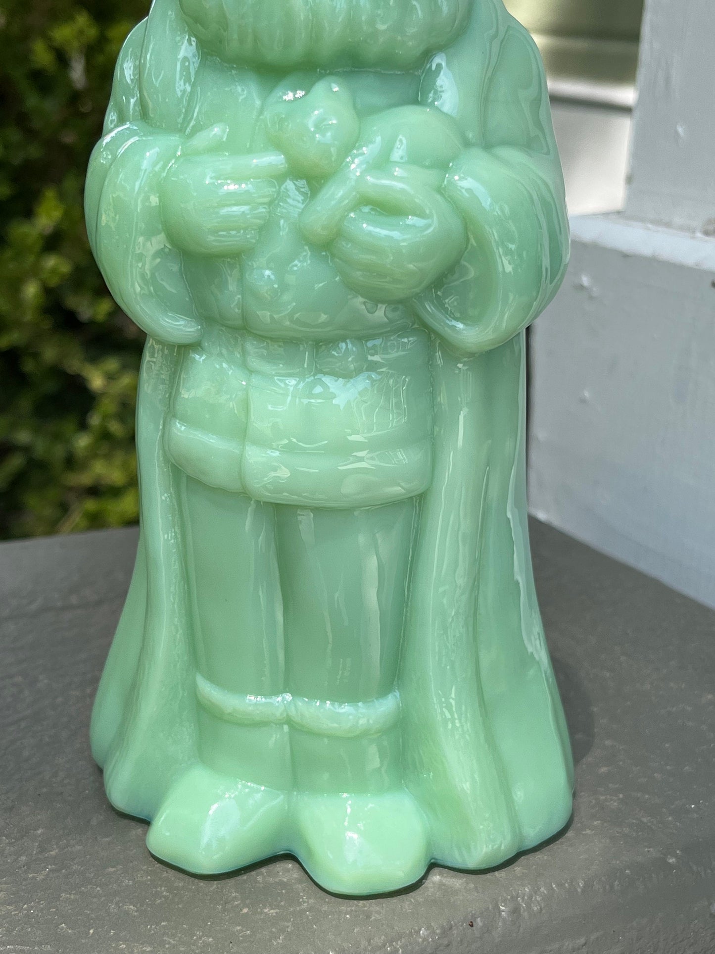 Jadite Glass Standing Santa