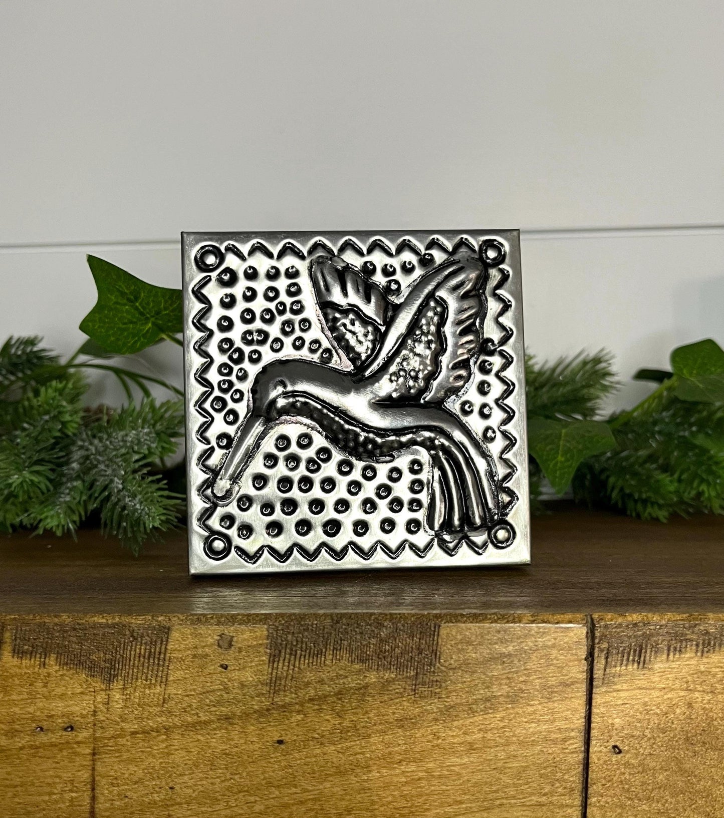 Handmade Hummingbird Punched Tin Cosmetic Jewelry Trinket Box