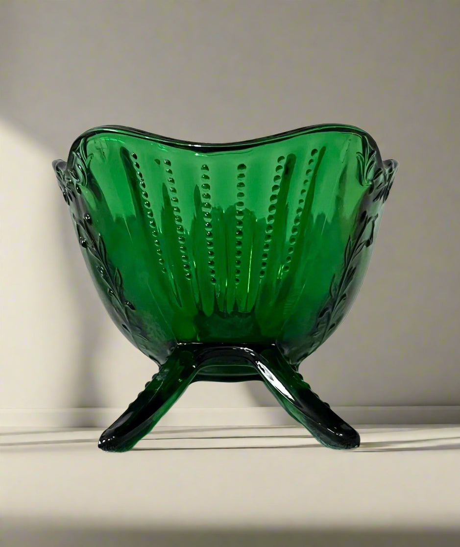 Large Glass Santa Sleigh Hunter Green