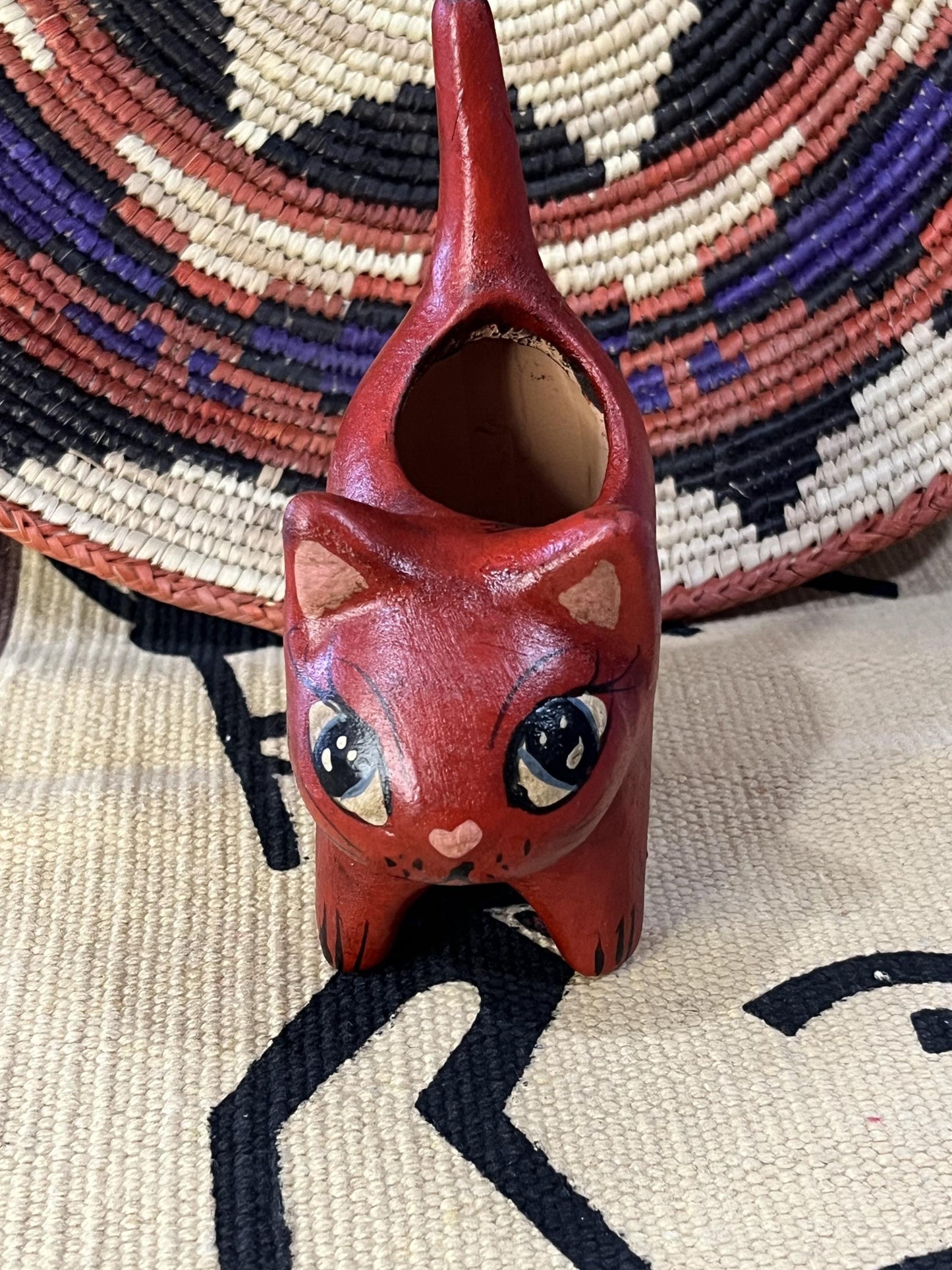 Handmade Clay Kitten Cat Flower Pot