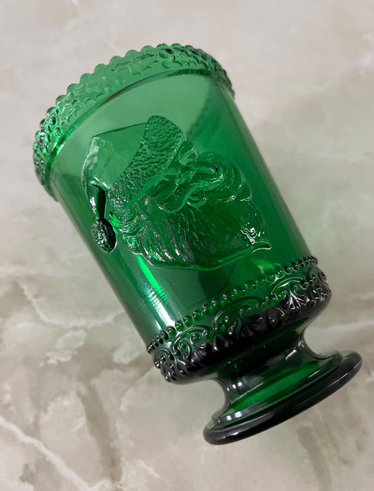 Christmas Santa Hunter Green Glass Tumbler