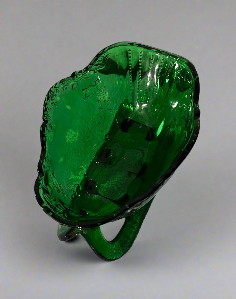 Large Glass Santa Sleigh Hunter Green