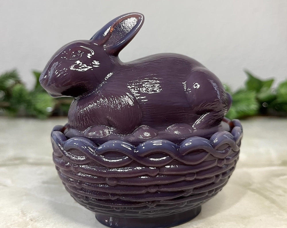 Eggplant Purple Bunny Rabbit On a Basket 2 Part Box 4