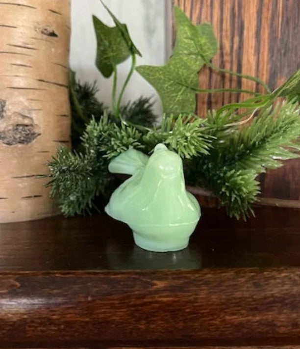 Jadeite Green Glass Bird Figurine 3"
