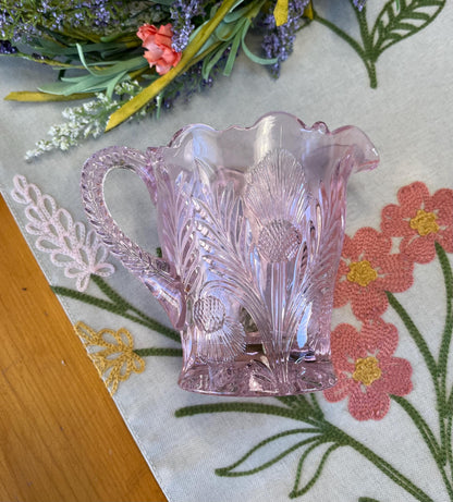 Rose Pink Glass Creamer Thistle Pattern