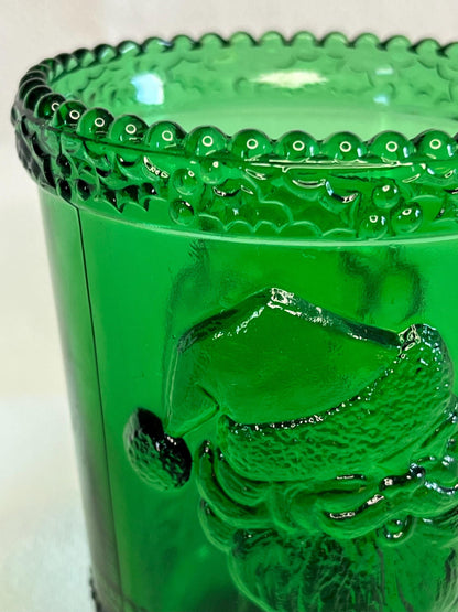 Christmas Santa Hunter Green Glass Tumbler