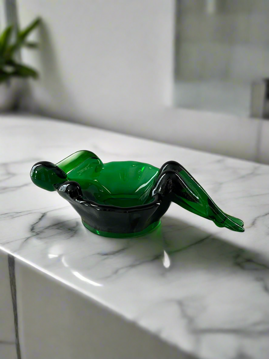 Hunter Green Glass Bathing Beauty Soap Dish