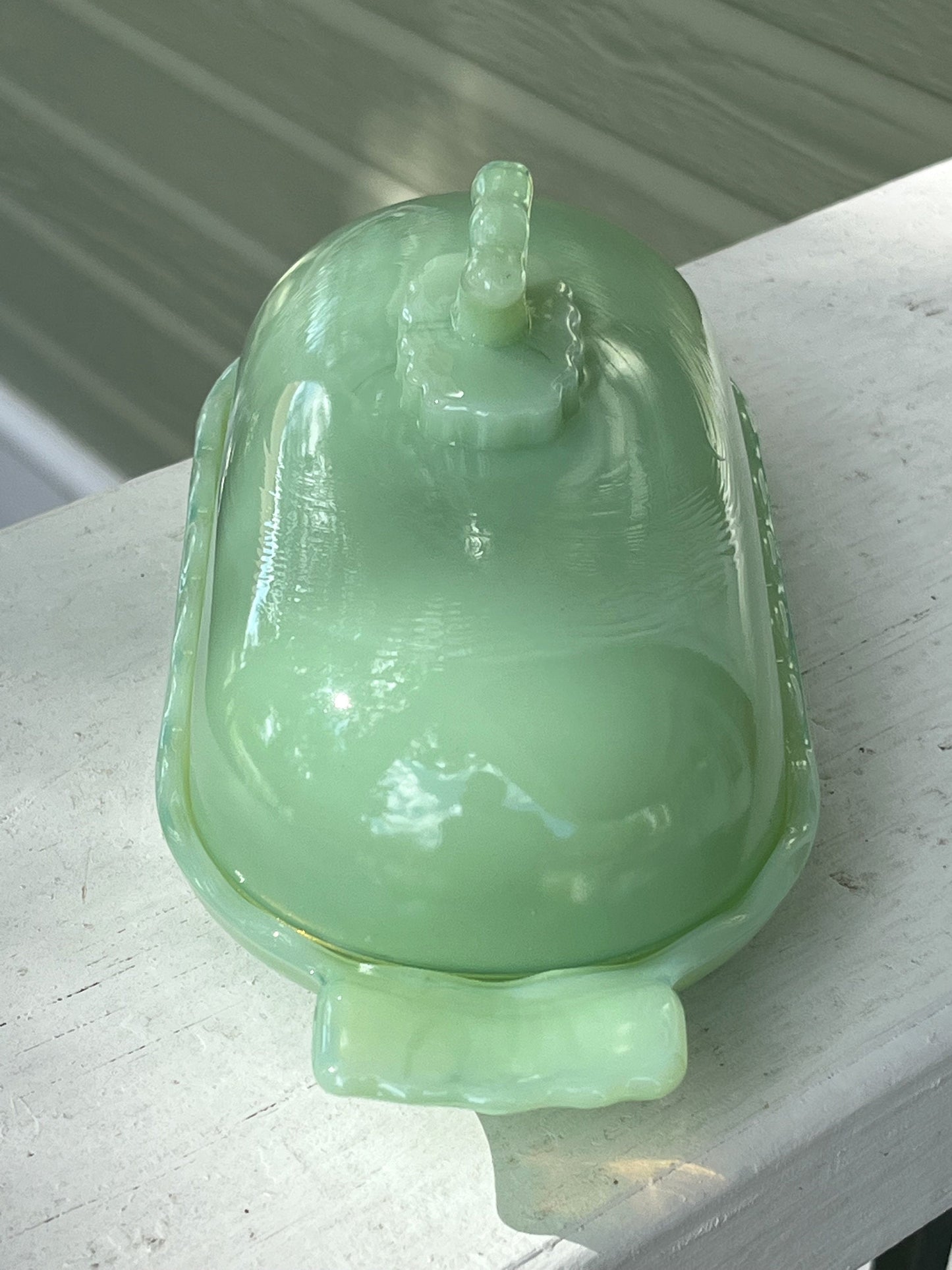 Jadeite Glass Stick Butter Dish Anna Collection