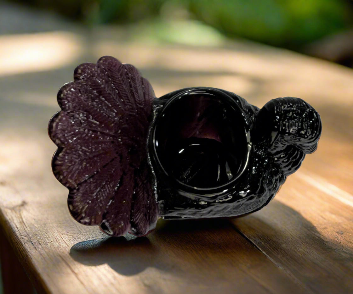 Purple Amethyst Glass Turkey Toothpick Holder