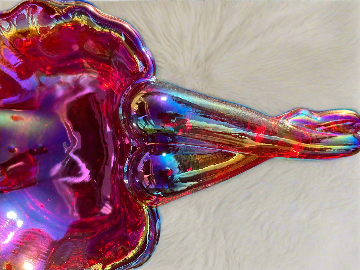 Carnival Red Glass Bathing Beauty Soap or Trinket Dish Art Nouveau Style