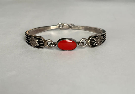 Ray King Sterling Silver and Coral Minimalist Bracelet