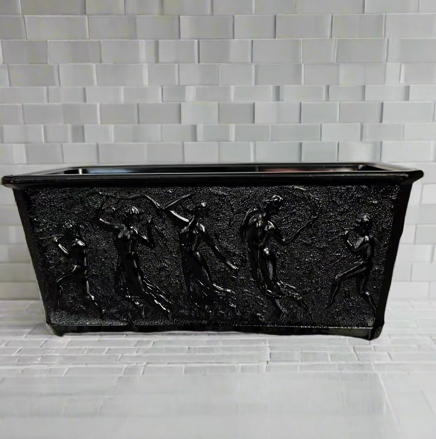 LE Smith Dancing Nymphs Black Amethyst Glass Planter
