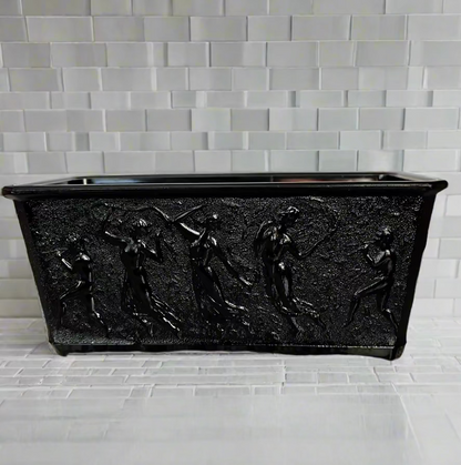 LE Smith Dancing Nymphs Black Amethyst Glass Planter