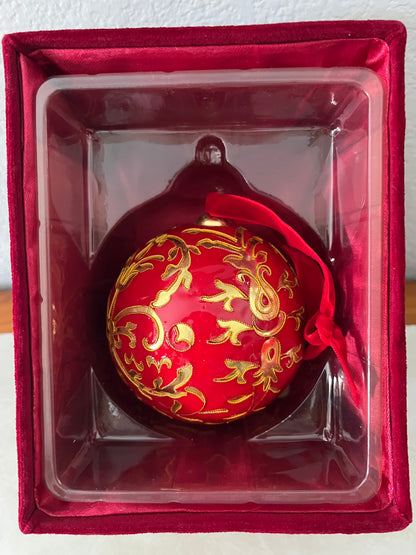 Dillard's Cloissone Red & Gold Ornament 11"