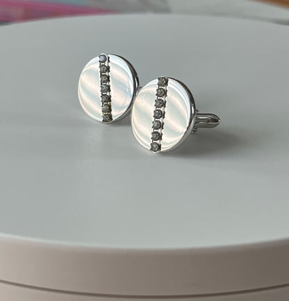 Swank Chrome and Rhinestone Cufflinks