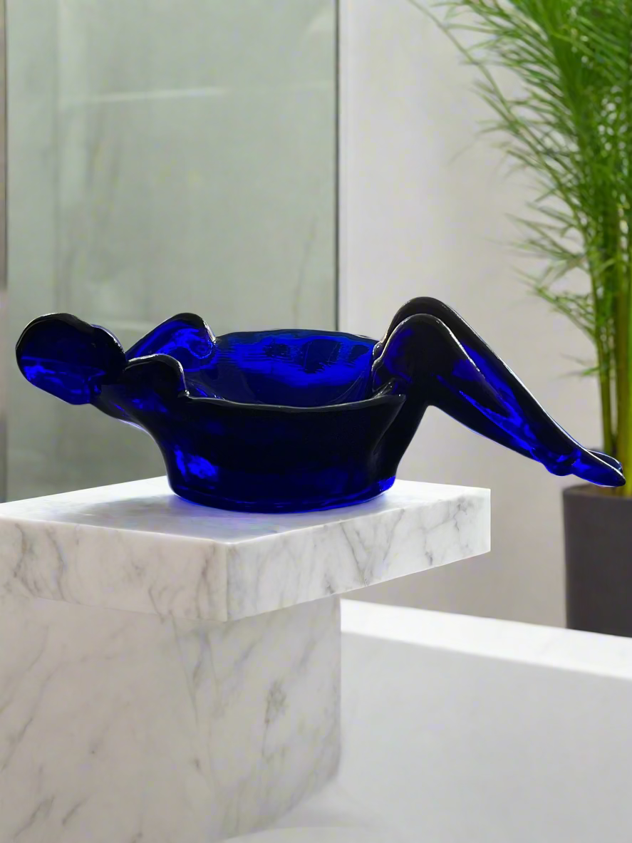 Cobalt Blue Glass Bathing Beauty Soap Dish