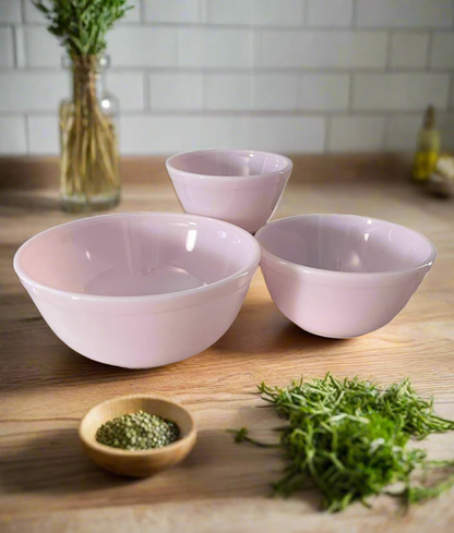 Pink Glass Mixing Bowl Set of 3