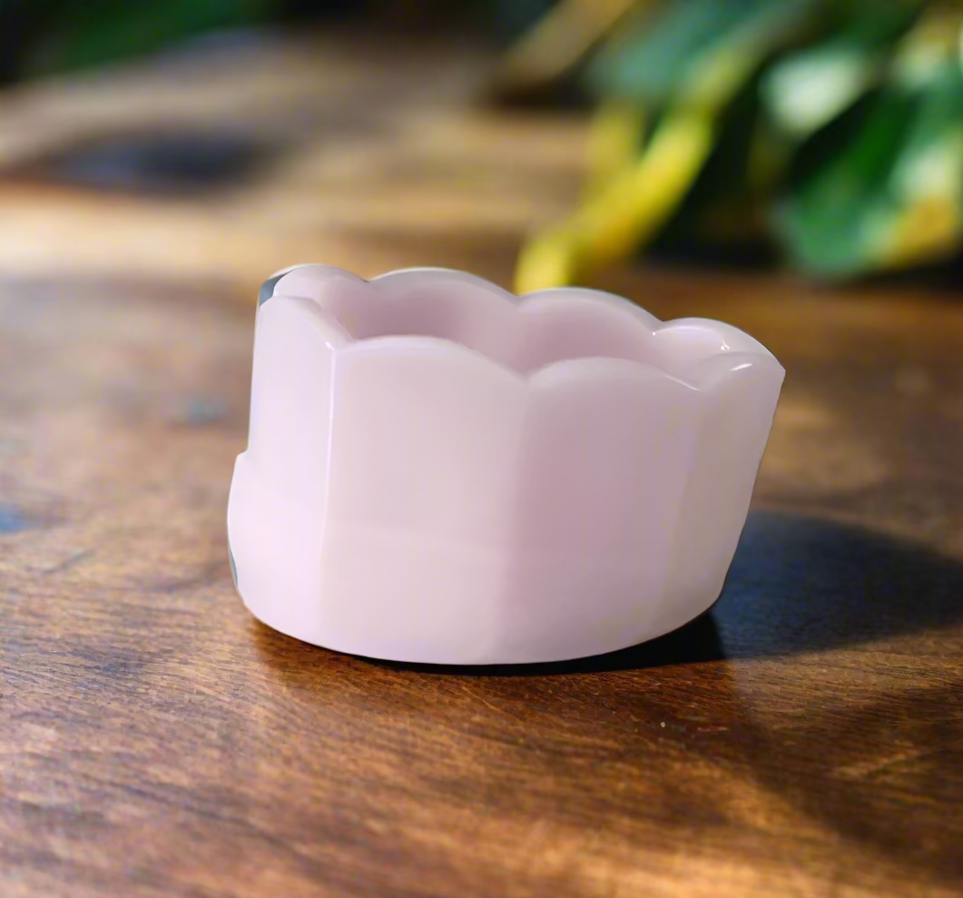 Glass Spoon Rest Spoon Holder Pink Crown Tuscan Scalloped Edge