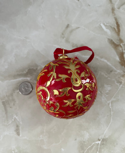 Dillard's Cloissone Red & Gold Ornament 11"